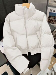白色短款棉服女冬季2023年新款小个子设计高级感炸街保暖棉服女