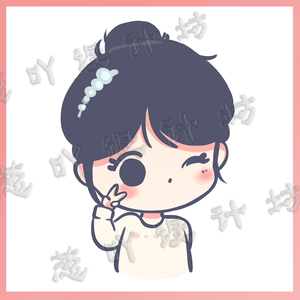 简约线条q版手绘头像情侣卡通蜡笔真人插画设计漫画动漫约稿定制