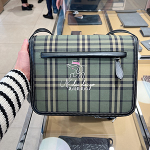 英国代购 burberry巴宝莉男士格子翻盖邮差包斜挎包 六折_阿里巴巴找