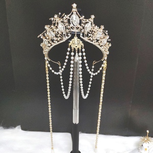 lolita皇冠发冠加冕帝政风洛丽塔头饰新娘金色超仙水钻发饰