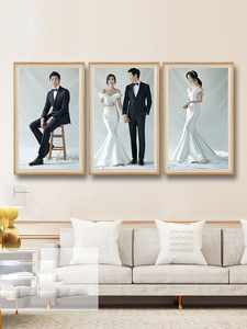 婚纱照磨砂相框放大 挂墙组合套装客厅结婚洗照片做成照片墙定制