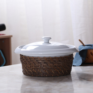 防烫大号汤盆创意陶瓷欧式双耳带盖汤碗汤锅微波炉碗家用餐具大碗