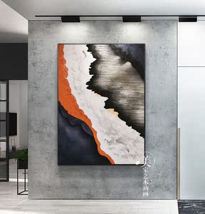 纯手绘油画抽象入户玄关客厅竖幅大画现代简约轻奢小美风格装饰画