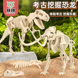 恐龙考古化石挖掘工具拼装骨骼敲打玩具矿石夜光宝藏男女孩子礼品