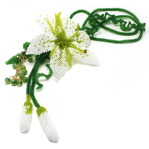 香水百合朵辑珠耳饰手工订制奢华天然珍珠串珠项链定做优雅淑女