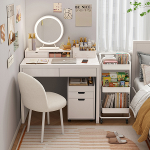 梳妆台卧室现代简约女生桌子白色书桌化妆桌一体ins风电脑桌家用