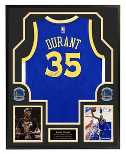勇士16-17赛季 凯文杜兰特签名球衣 篮球服35号 裱框 带证书