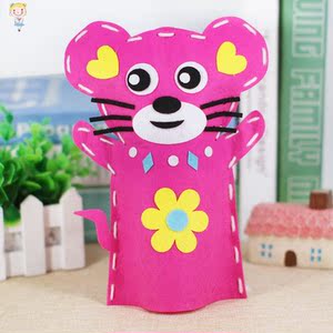 动物手偶自制不织布鲨鱼亲子制作抖音礼品表演入门狐狸人物三角龙