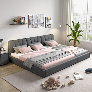 布艺床现代简约科技布床主卧大床3米超大一家四口二胎家庭亲子床