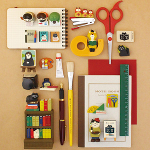 zakka日本狐狸书店文具系列创意猫咪书本复古装饰摆件微缩小道具