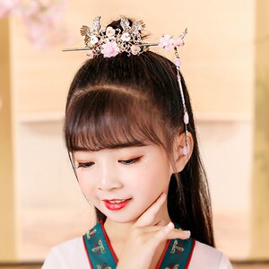 儿童汉服发饰唐装拜年服古风步摇公主头饰发簪女童古装中国风皇冠