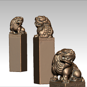 立体图3d模型三维模型打印stl/obj四轴圆雕图lds-009狮子小印章