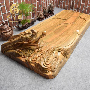 慕芳阁绿檀木茶盘实木茶台家用高档巨龙望天整块原木手工雕刻功夫
