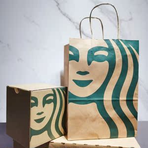 星巴克礼盒马克杯礼盒保温杯礼袋随行杯礼袋牛皮纸袋情侣送礼包装