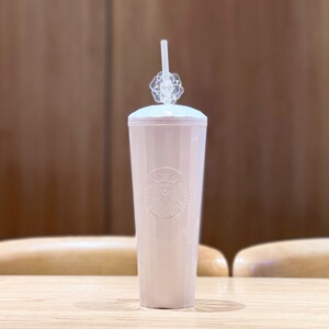 星巴克2022白色山茶花塑料吸管杯咖啡杯随手杯桌面办公喝水送女生