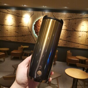 星巴克限量473ml经典黑金不锈钢保温杯经典品牌logo女神随手水杯