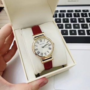 anne klein安妮克莱恩小红表红色皮革手表罗马复古精致ak2246crrd