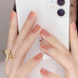 纯色美甲成品假指甲贴片网红新款可拆卸穿戴甲片贴果冻胶短款孕妇