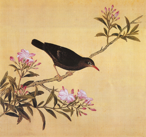 故宫鸟谱090慈北百舌仿古画复制名人字画名家书画29x32花鸟画