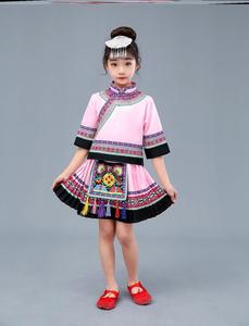 心雨六一男女童少数民族表演出服傈僳族表演服民族运动会服装套装