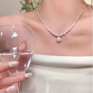 碎银珍珠项链女设计感高级轻奢气质锁骨链女方糖小钻精致简约颈链