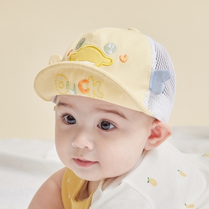 婴儿帽子夏季薄款宝宝防晒鸭舌帽婴幼儿棒球网男童儿童纯棉遮阳帽