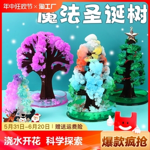 纸树开花圣诞树神奇浇水生长创意魔法七彩结晶树儿童玩具圣诞礼物