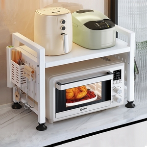 可伸缩厨房微波炉置物架烤箱架子家用台面桌面双层电饭锅收纳支架