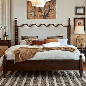 孙行者主卧室古风复古实木床红橡木双人床主卧家具大床美式软包床