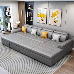 沙发床多功能两用可折叠小户型客厅坐卧储物抽拉式收纳科技布实木