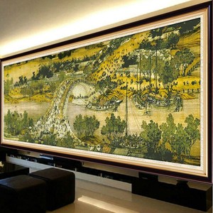 成品国画刺绣棉线上礼品3米6米22米全景清明十字绣河图刺绣大图