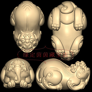 貔貅三维立体圆雕图stl文件神兽手把件玉雕木雕挂件雕刻3d模型777