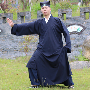 竺云夏季道服麻纱道袍棉麻练功服太极袍道士服装长褂男中国风武当