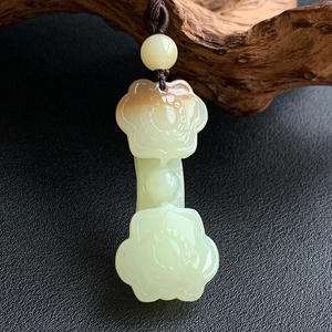 天然黄白老玉事事如意小玉坠女吉祥挂件手工雕刻岫岩玉如意吊坠男