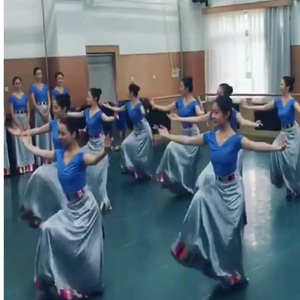 中央民大A字版藏族舞专业课教学练习舞蹈长裙藏族舞蹈练习半身裙