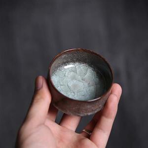 憬莀茶具 龙泉青瓷茶杯 吴俊手工哥窑普洱主人杯单杯绞泥纹冰裂茶