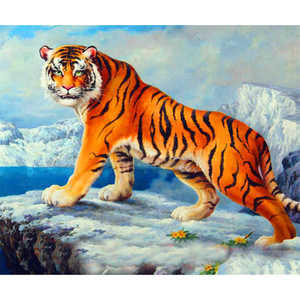 新款钻石十字绣动物威严老虎百兽之王钻石画满钻手工家居装饰