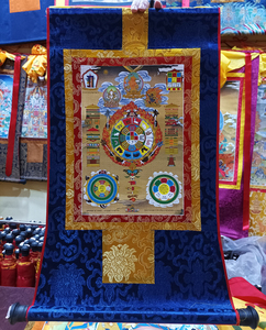 西藏唐卡文殊菩萨九宫八卦图佛像图唐卡佛堂客厅家居挂画
