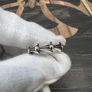 复古克罗心潮牌水波纹鱼骨戒指925纯银手工男女指环情侣对戒朋克