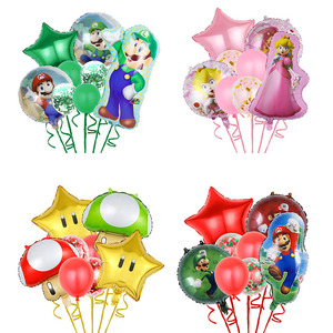 马里奥气球超级玛丽路易蘑菇桃花公主铝膜气球儿童生日摆摊玩具