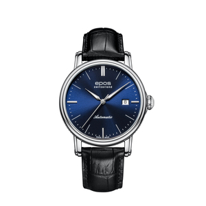爱宝时EPOS官方正品 瑞士自动机械男表真皮水蓝手表商务时尚进口