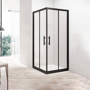 箭牌方形淋浴房银色黑色浴室 干湿分离隔断l型玻璃房对开门卫生间