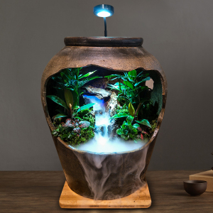创意流水摆件雨林缸水缸造景假山微景观植物盆栽办公招财开业礼品