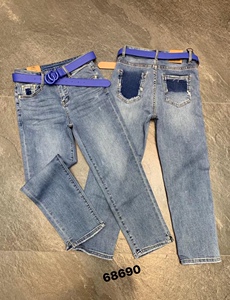 古月牛仔女裤68690弹力显瘦开衩直筒烟管裤2022春季新款专柜正品