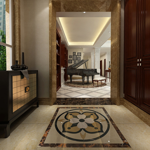 欧式定做天然大理石水刀拼花图玄关客厅餐厅地面入户门电梯过道