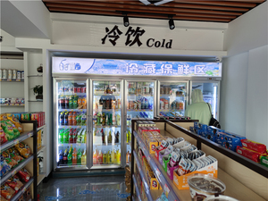武汉加油站便利店冷柜 大容量五开门立式水柜牛奶展示柜