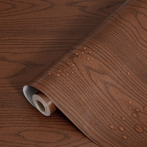 棕色檀木木纹贴纸家具翻新装饰衣橱木板房门桌面衣柜柜子自粘贴皮