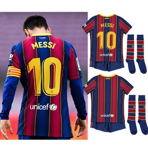 巴萨儿童球衣2021巴塞罗那童装足球服套装10号梅西学生足球训练服