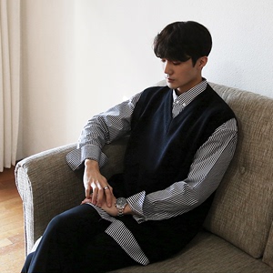 MRCYC秋季男士套头毛衫外穿新款韩版宽松背心潮流慵懒风针织上衣