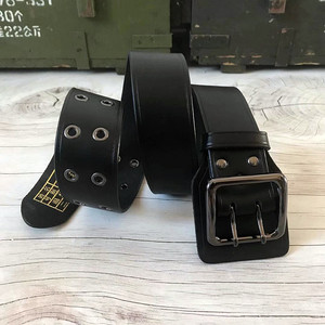 特战牛皮战术铜头孔双扣腰带双排腰带特战特种兵多功能户外腰带